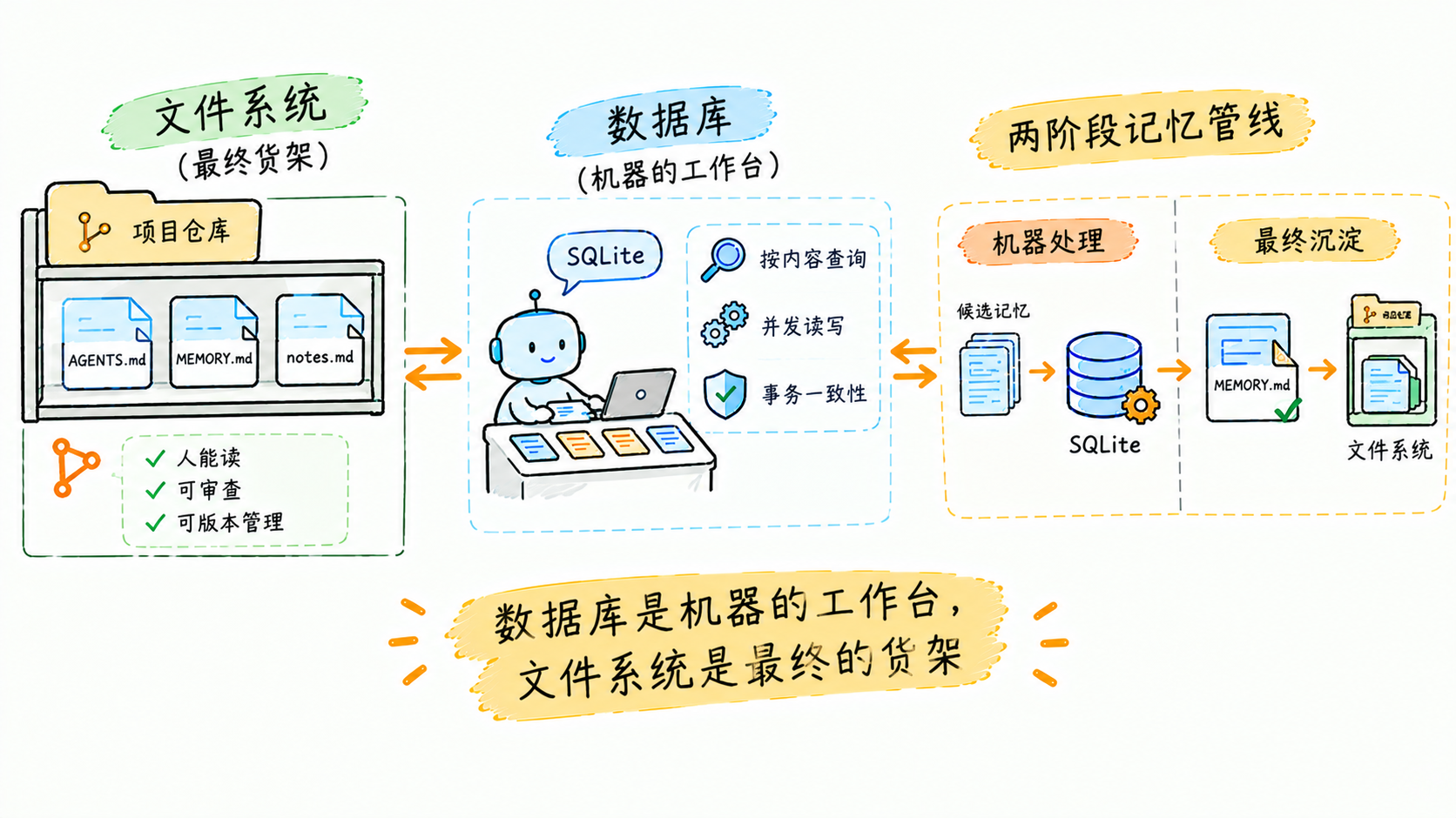 两段式管线:机器处理用数据库,最终成品落回文件系统